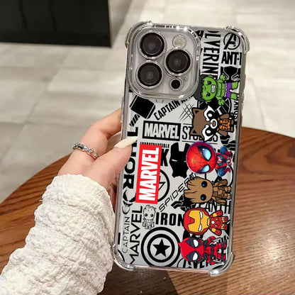 Cool Anime Marvel Hero Luxury Plating Phone Case For iPhone