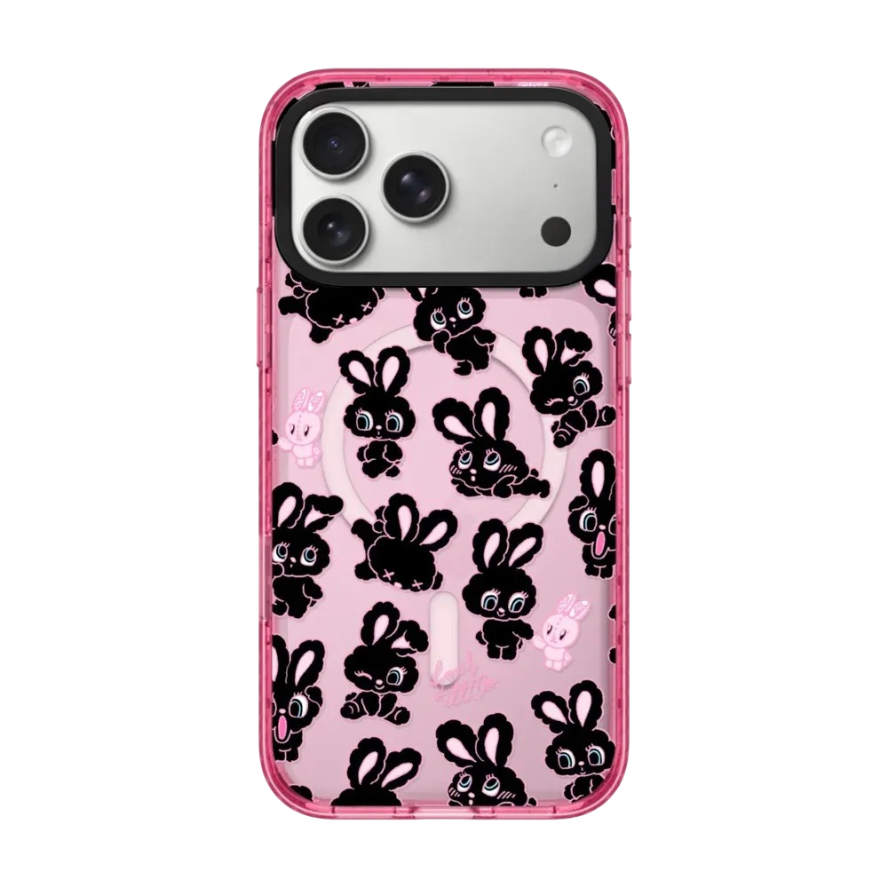 Rabbit Cherry Strawberry iPhone Case With Pink Border