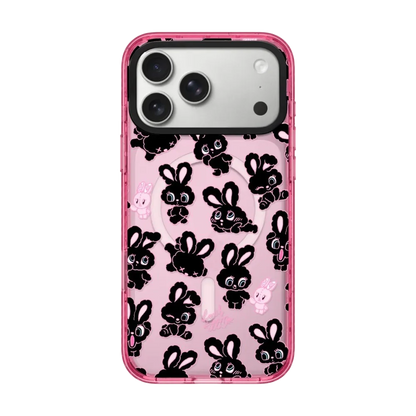 Rabbit Cherry Strawberry iPhone Case With Pink Border