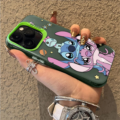 Cartoon Stitch Couple Case for iPhone Series – Hard Shockproof Bumper