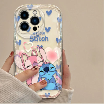 Stitch Angel Fun Cute Clear Wavy Silicone Phone Case For IPhone