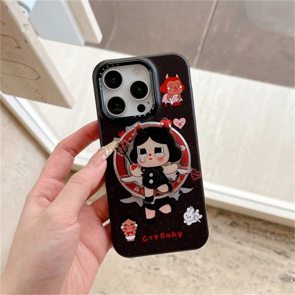 Fashion Cute Black Cry Girl Magnetic Phone Case For iPhone