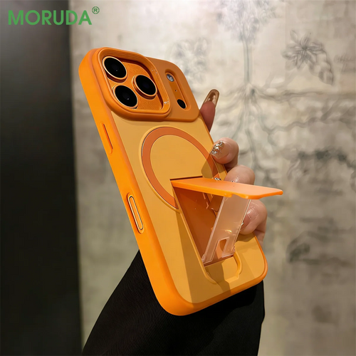 For Magsafe Invisible Bracket Magnetic Phone Case For iPhone Soft Frame Shockproof Cover