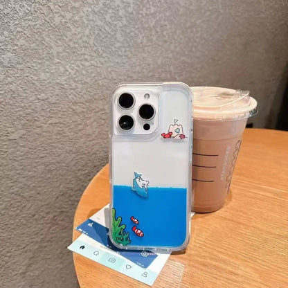 Coconut Tree Surfing Shark Line Dog Phone Case