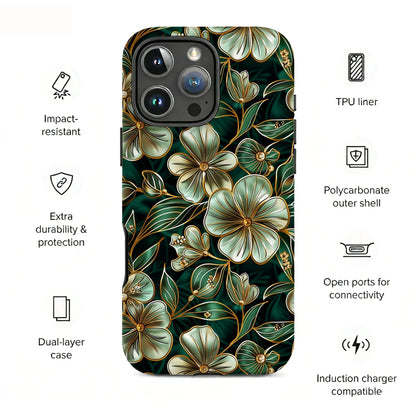Luxury Botanical Magnetic Phone Case Compatible With iPhone Double Layer Protective Cover