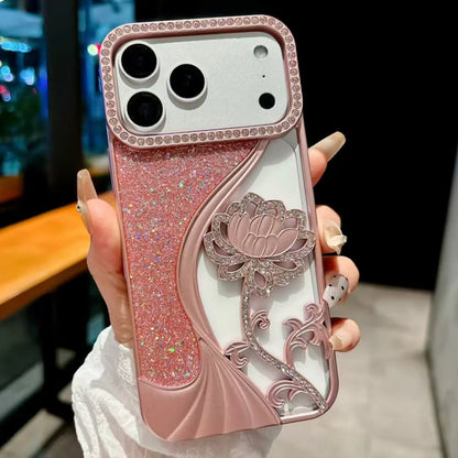 Glitter Flower Cover Funda For iPhone Shiny Soft Shockrof Case