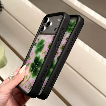 Wildflower Ins Lucky Four Leaves Clover Phone Case For iPhone