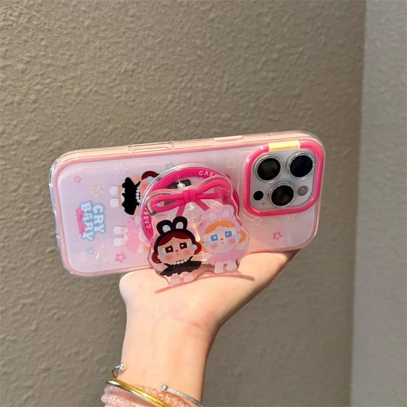 Kawaii Cartoon Cry Girl Magnetic Phone Case For iPhone