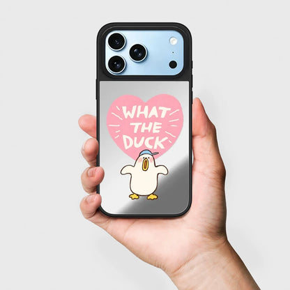Cute Lazy Duck Mirror Surface Magnetic Phone Case Cover For iPhone