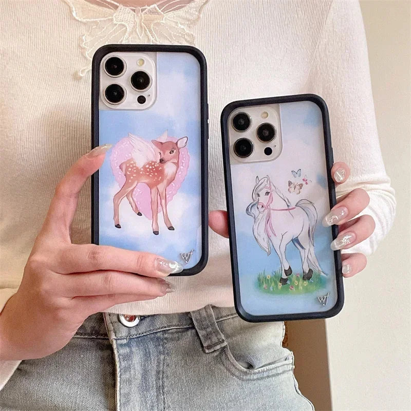 Fashion Wildflower Cartoon Swans Phone Case For iPhone