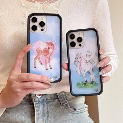 Fashion Wildflower Cartoon Swans Phone Case For iPhone