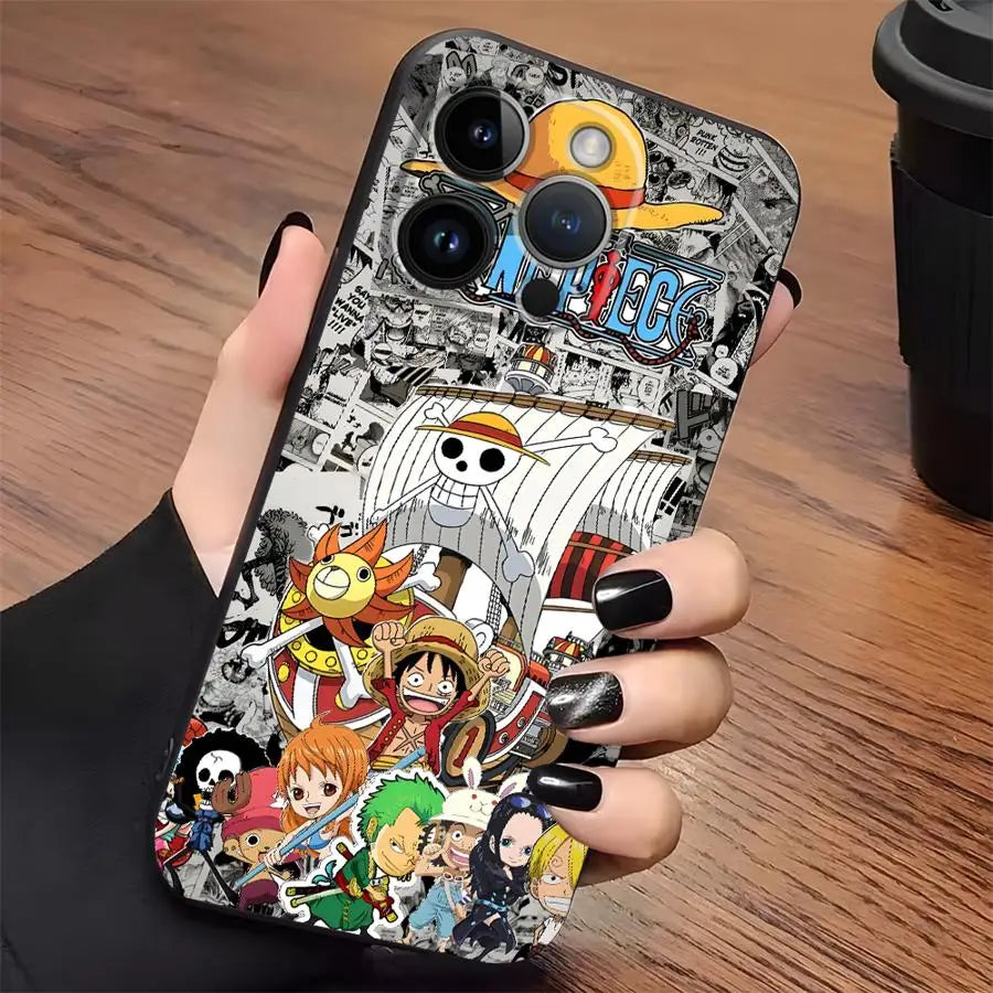 One Piece Luffy Adventure King Black Soft Phone Cover Case For iPhone