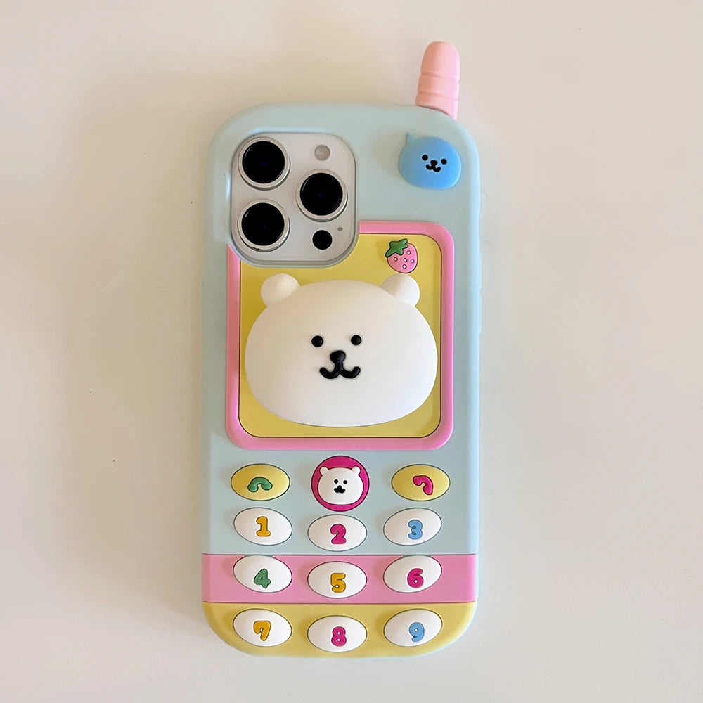 Cartoon Nagano Bear Telescopic Bracket Phone Case