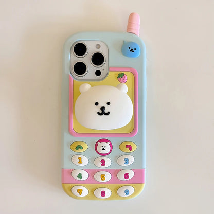 Cartoon Nagano Bear Telescopic Bracket Phone Case