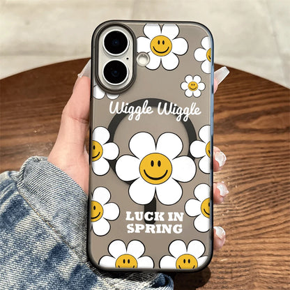Smiley Daisy Letter Print Wireless Charging Phone Case For Magsafe iPhone