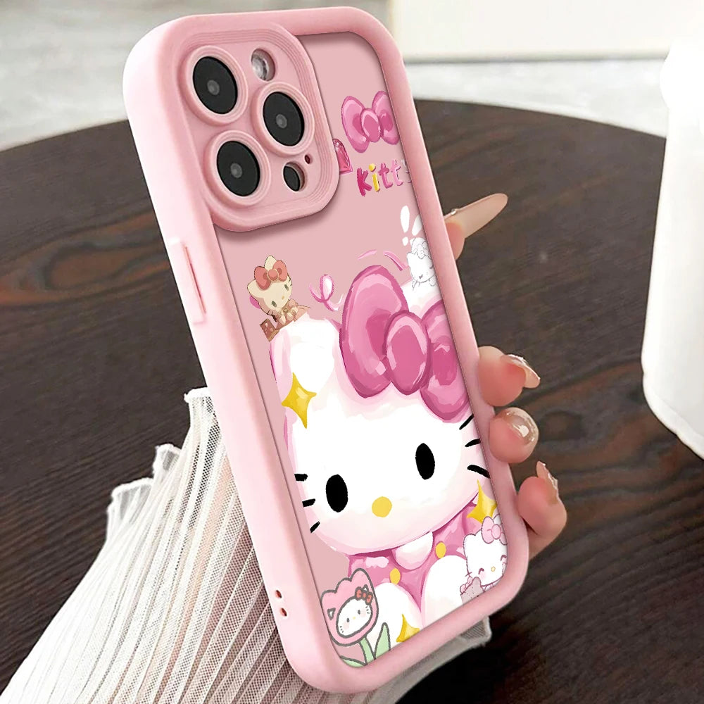 Cut Hello Kitty Phone Strap Gift Case For iPhone