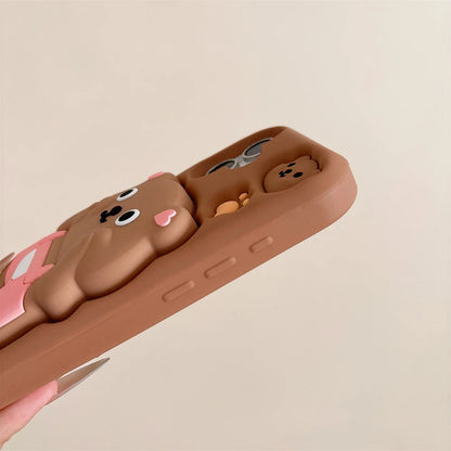 High Quality 3D Cute Bear Cartoon Stand Holder Phone Case