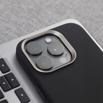 Luxury Alloy Lens Frame Particle PU Leather Magnetic Case For iPhone