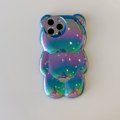 INS Cute 3D Gradient Electroplated Bear Phone Case Suitable For iPhone