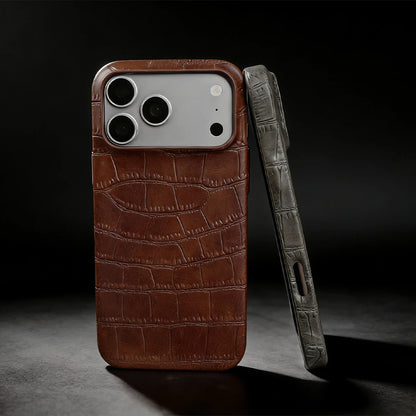 Premium Crocodile Leather Case For iPhone Back Cover