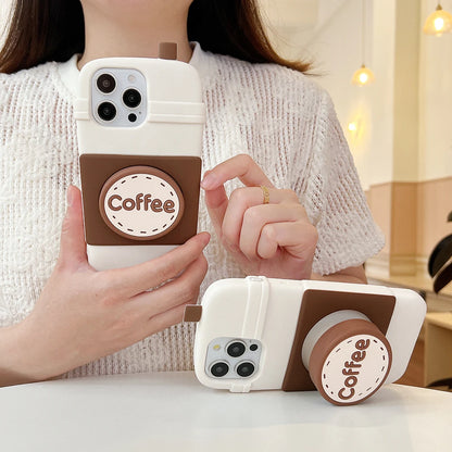 Fashion 3D Coffee Bracket Soft Silicone Phone Case