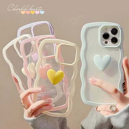 Fashion Wave Frame 3D Love Heart Phone Cover For iPhoneCase