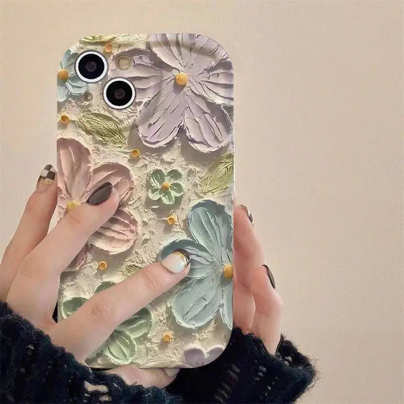 Retro Oil Painting Daisy Flowers Phone Case For iPhone