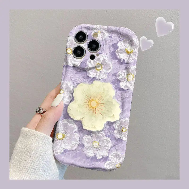 Retro Oil Painting Daisy Flowers Phone Case For iPhone