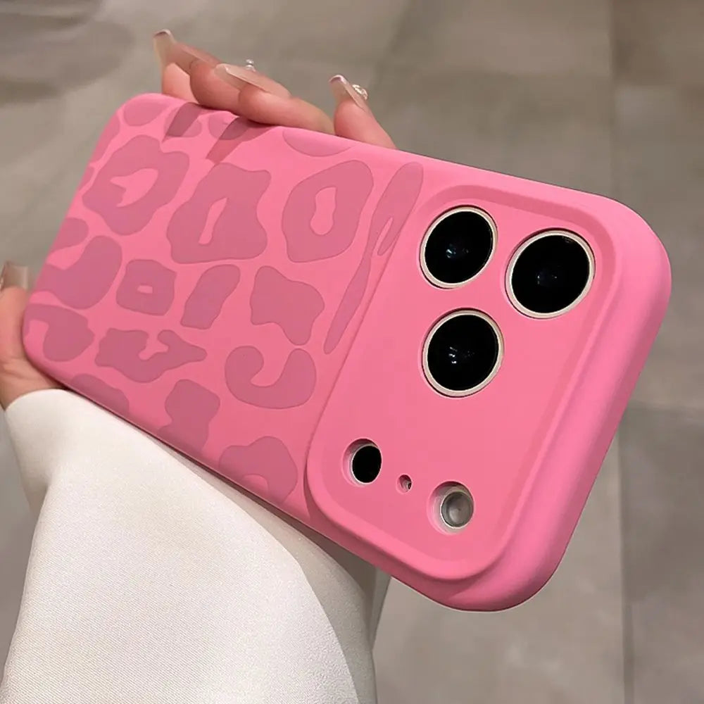 Leopard Liquid Silicone Camera Lens Protective Phone Case For iPhone