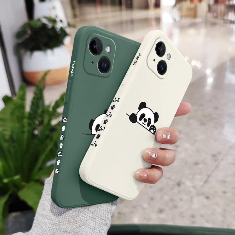 Panda Cute Label Phone Case For iPhone Silicone Cover