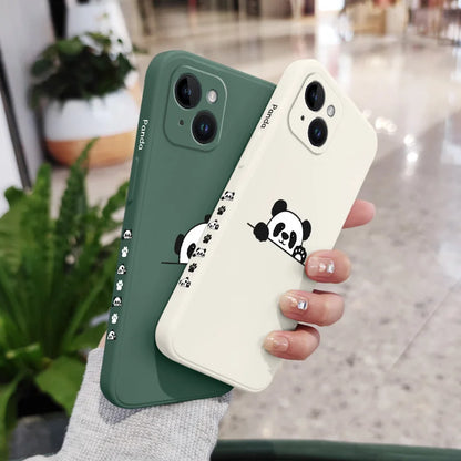 Panda Cute Label Phone Case For iPhone Silicone Cover