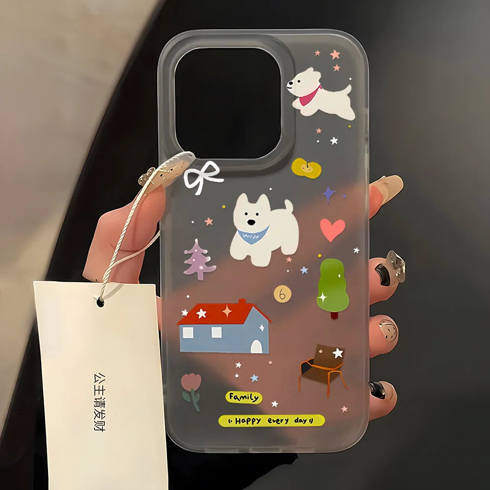 Cartoon Cute Label Dog Silicone Phone Case For iPhone