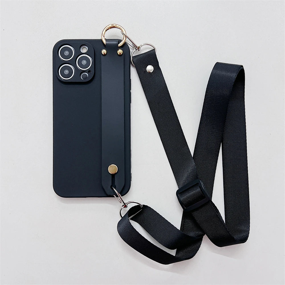 Candy Color Wrist Strap Holder Lanyard Case For iPhone