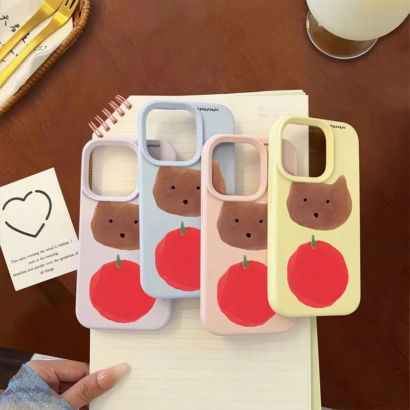 Cartoon Tomato Kitten Candy Color Compatible Phone Case