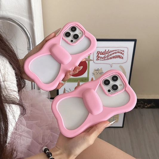 Kawaii 3D Wave Hollow Bow Soft Silicone Phone Case For iPhone