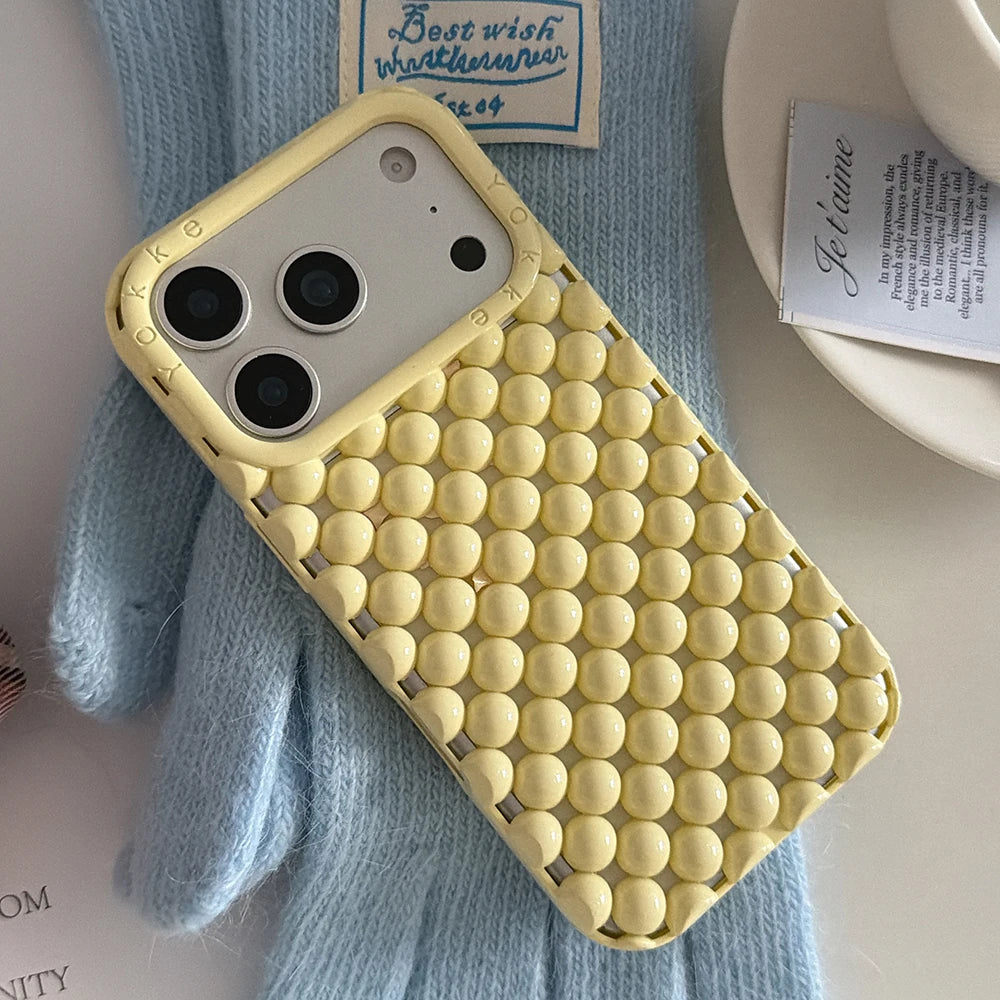 Electroplated Orange Pearl Pattern Phone Case For iPhone Soft Shockproof Silicone Cover Girls