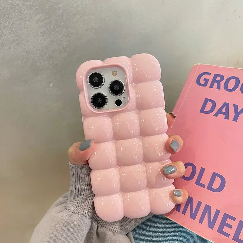 Cute Cartoon 3D Block Lattice Case For iPhone