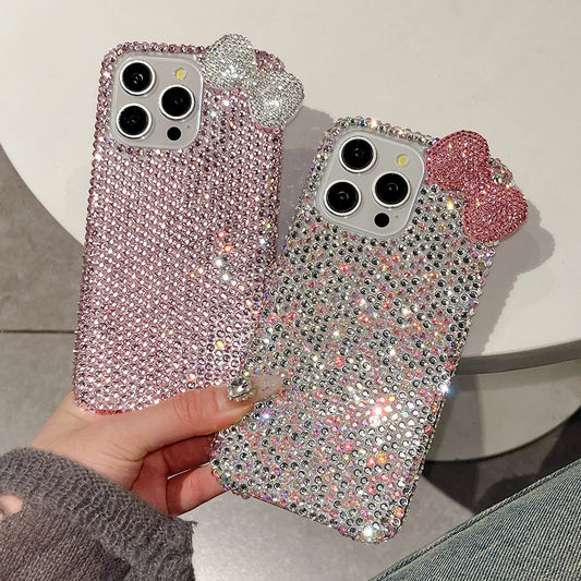 3D Glitter Bowknot Diamond Crystal Phone Case For iPhone Shockproof Bling Cover Case